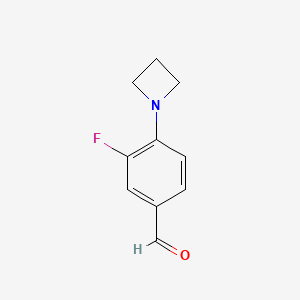 molecular formula C10H10FNO B15261922 4-(Azetidin-1-yl)-3-fluorobenzaldehyde 