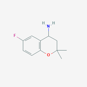 molecular formula C11H14FNO B15261941 6-fluoro-2,2-dimethyl-3,4-dihydro-2H-1-benzopyran-4-amine 