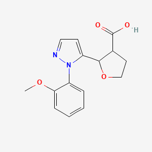 molecular formula C15H16N2O4 B15261946 2-[1-(2-methoxyphenyl)-1H-pyrazol-5-yl]oxolane-3-carboxylic acid 