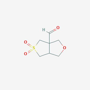 molecular formula C7H10O4S B15262031 5,5-Dioxo-hexahydro-5lambda6-thieno[3,4-c]furan-3a-carbaldehyde 