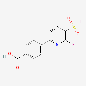 molecular formula C12H7F2NO4S B15262066 4-[6-Fluoro-5-(fluorosulfonyl)pyridin-2-yl]benzoic acid CAS No. 2060027-02-1