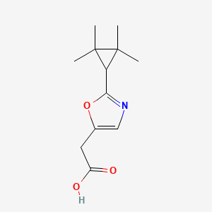 molecular formula C12H17NO3 B15262086 2-[2-(2,2,3,3-Tetramethylcyclopropyl)-1,3-oxazol-5-yl]acetic acid 