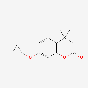 molecular formula C14H16O3 B15262215 7-Cyclopropoxy-4,4-dimethyl-3,4-dihydro-2H-1-benzopyran-2-one 