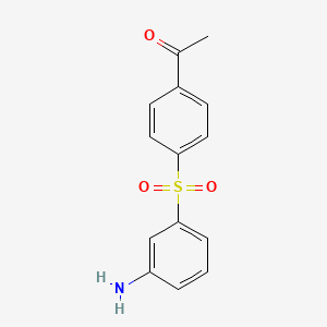 molecular formula C14H13NO3S B15262229 1-[4-(3-Aminobenzenesulfonyl)phenyl]ethan-1-one 