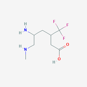molecular formula C8H15F3N2O2 B15262258 5-Amino-6-(methylamino)-3-(trifluoromethyl)hexanoic acid 