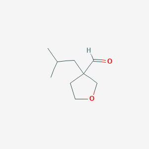 molecular formula C9H16O2 B15262288 3-(2-Methylpropyl)oxolane-3-carbaldehyde 