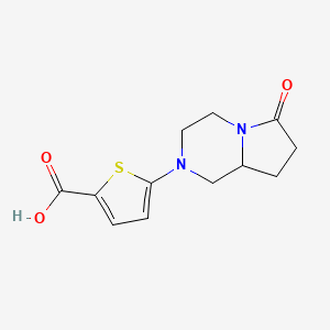 molecular formula C12H14N2O3S B15262309 5-{6-Oxo-octahydropyrrolo[1,2-a]piperazin-2-yl}thiophene-2-carboxylic acid 