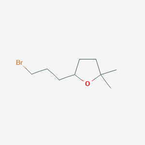 molecular formula C9H17BrO B15262350 5-(3-Bromopropyl)-2,2-dimethyloxolane 