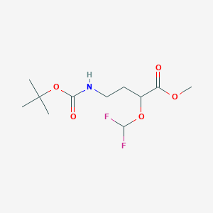 molecular formula C11H19F2NO5 B15262358 Methyl 4-{[(tert-butoxy)carbonyl]amino}-2-(difluoromethoxy)butanoate 