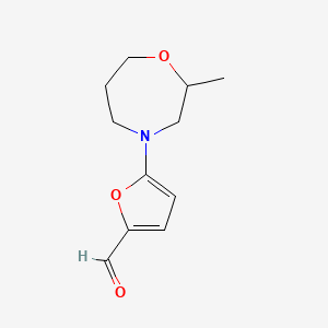 molecular formula C11H15NO3 B15262371 5-(2-Methyl-1,4-oxazepan-4-yl)furan-2-carbaldehyde 