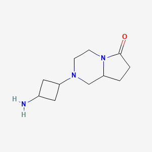 molecular formula C11H19N3O B15262388 2-(3-Aminocyclobutyl)-octahydropyrrolo[1,2-a]piperazin-6-one 