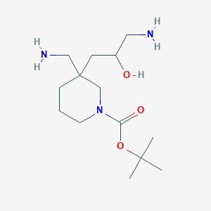 molecular formula C14H29N3O3 B15262425 tert-Butyl 3-(3-amino-2-hydroxypropyl)-3-(aminomethyl)piperidine-1-carboxylate 