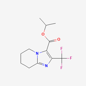 molecular formula C12H15F3N2O2 B15262514 Propan-2-yl 2-(trifluoromethyl)-5H,6H,7H,8H-imidazo[1,2-a]pyridine-3-carboxylate 