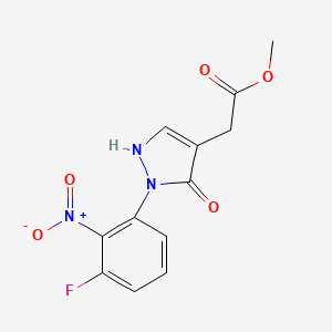 molecular formula C12H10FN3O5 B15262529 Methyl 2-[2-(3-fluoro-2-nitrophenyl)-3-oxo-2,3-dihydro-1H-pyrazol-4-yl]acetate 
