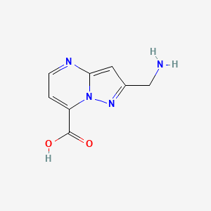 molecular formula C8H8N4O2 B15262557 2-(Aminomethyl)pyrazolo[1,5-a]pyrimidine-7-carboxylic acid 