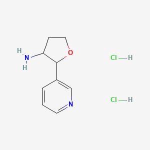 molecular formula C9H14Cl2N2O B15262571 2-(Pyridin-3-yl)oxolan-3-amine dihydrochloride 