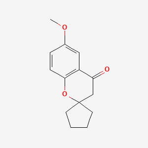 molecular formula C14H16O3 B15262615 6-Methoxy-3,4-dihydrospiro[1-benzopyran-2,1'-cyclopentane]-4-one 