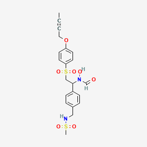 molecular formula C21H24N2O7S2 B1526262 N-[2-(4-but-2-ynoxyphenyl)sulfonyl-1-[4-(methanesulfonamidomethyl)phenyl]ethyl]-N-hydroxyformamide CAS No. 1365803-52-6
