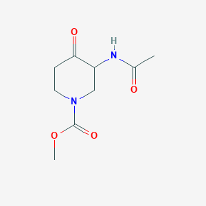 molecular formula C9H14N2O4 B15262627 Methyl 3-acetamido-4-oxopiperidine-1-carboxylate 