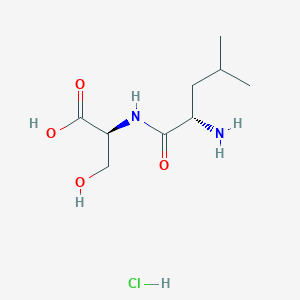 molecular formula C9H19ClN2O4 B15262696 (2S)-2-[(2S)-2-Amino-4-methylpentanamido]-3-hydroxypropanoic acid hydrochloride 