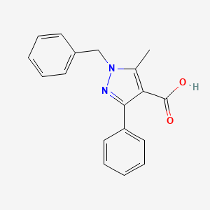 molecular formula C18H16N2O2 B1526282 1-benzyl-5-methyl-3-phenyl-1H-pyrazole-4-carboxylic acid CAS No. 1322605-00-4