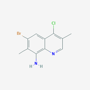 molecular formula C11H10BrClN2 B15262827 6-Bromo-4-chloro-3,7-dimethylquinolin-8-amine 