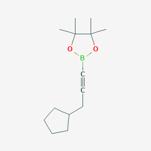 molecular formula C14H23BO2 B1526286 2-(3-Cyclopentyl-1-propyn-1-yl)-4,4,5,5-tetramethyl-1,3,2-dioxaborolane CAS No. 1487355-69-0