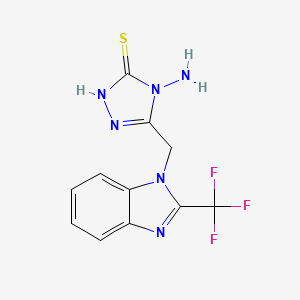 molecular formula C11H9F3N6S B1526289 4-Amino-5-{[2-(trifluoromethyl)-1H-benzimidazol-1-yl]methyl}-4H-1,2,4-triazole-3-thiol CAS No. 246163-31-5