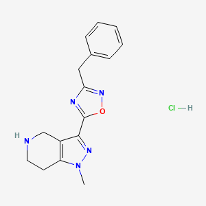 molecular formula C16H18ClN5O B1526293 3-(3-Benzyl-1,2,4-oxadiazol-5-yl)-1-methyl-4,5,6,7-tetrahydro-1H-pyrazolo[4,3-c]pyridine HCl CAS No. 1332530-80-9