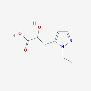 molecular formula C8H12N2O3 B15262931 3-(1-Ethyl-1H-pyrazol-5-yl)-2-hydroxypropanoic acid 