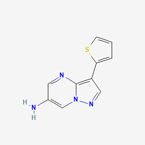 molecular formula C10H8N4S B15262934 3-(Thiophen-2-yl)pyrazolo[1,5-a]pyrimidin-6-amine 