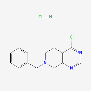 molecular formula C14H15Cl2N3 B1526309 7-Benzyl-4-chloro-5,6,7,8-tetrahydropyrido[3,4-d]pyrimidine hydrochloride CAS No. 1187830-71-2