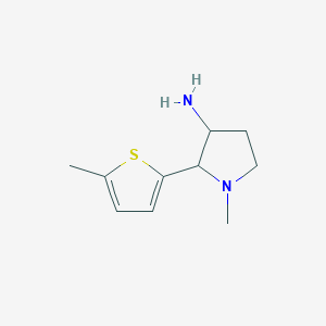 molecular formula C10H16N2S B15263134 1-Methyl-2-(5-methylthiophen-2-yl)pyrrolidin-3-amine 