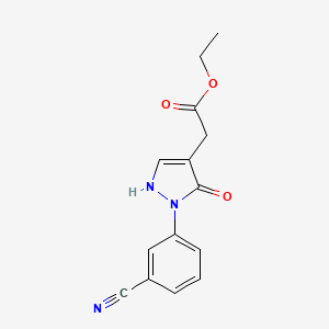 molecular formula C14H13N3O3 B15263455 Ethyl 2-[2-(3-cyanophenyl)-3-oxo-2,3-dihydro-1H-pyrazol-4-yl]acetate 
