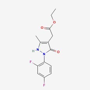 molecular formula C14H14F2N2O3 B15263544 Ethyl 2-[2-(2,4-difluorophenyl)-5-methyl-3-oxo-2,3-dihydro-1H-pyrazol-4-yl]acetate 