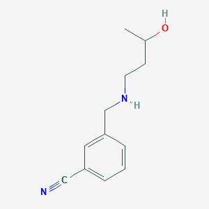 molecular formula C12H16N2O B15263623 3-{[(3-Hydroxybutyl)amino]methyl}benzonitrile 