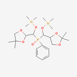 molecular formula C24H43O7PSi2 B15263628 ({[(4,4-Dimethyl-1,3-dioxolan-2-yl)[(trimethylsilyl)oxy]methyl](phenyl)phosphoryl}(2,2-dimethyl-1,3-dioxolan-4-yl)methoxy)trimethylsilane 