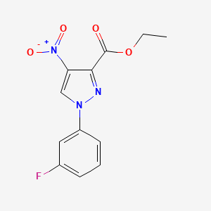 molecular formula C12H10FN3O4 B15263649 Ethyl 1-(3-fluorophenyl)-4-nitro-1H-pyrazole-3-carboxylate 