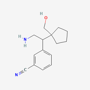 molecular formula C15H20N2O B15263720 3-{2-Amino-1-[1-(hydroxymethyl)cyclopentyl]ethyl}benzonitrile 
