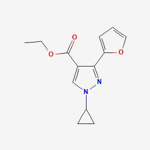 molecular formula C13H14N2O3 B15263921 Ethyl 1-cyclopropyl-3-(furan-2-yl)-1H-pyrazole-4-carboxylate 