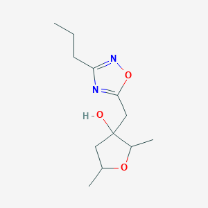 molecular formula C12H20N2O3 B15264026 2,5-Dimethyl-3-[(3-propyl-1,2,4-oxadiazol-5-yl)methyl]oxolan-3-ol 
