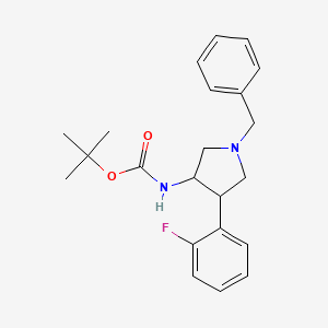 molecular formula C22H27FN2O2 B15264065 tert-Butyl N-[1-benzyl-4-(2-fluorophenyl)pyrrolidin-3-yl]carbamate 