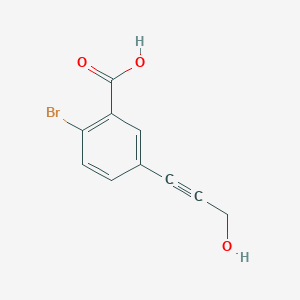 molecular formula C10H7BrO3 B15264088 2-Bromo-5-(3-hydroxyprop-1-yn-1-yl)benzoic acid 
