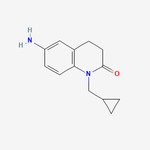 molecular formula C13H16N2O B1526431 6-Amino-1-(cyclopropylmethyl)-1,2,3,4-tetrahydroquinolin-2-one CAS No. 1456394-12-9