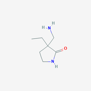 molecular formula C7H14N2O B15264310 3-(Aminomethyl)-3-ethylpyrrolidin-2-one 