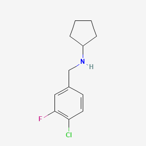 molecular formula C12H15ClFN B15264313 N-[(4-chloro-3-fluorophenyl)methyl]cyclopentanamine 