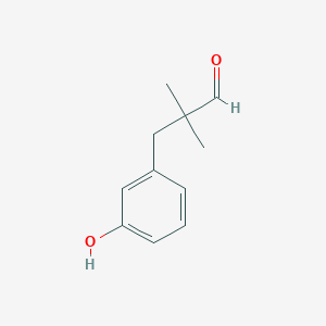 molecular formula C11H14O2 B15264318 3-(3-Hydroxyphenyl)-2,2-dimethylpropanal 