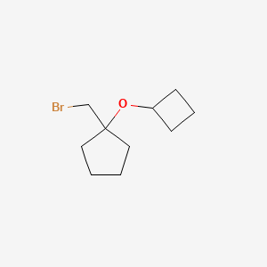 molecular formula C10H17BrO B15264340 1-(Bromomethyl)-1-cyclobutoxycyclopentane 