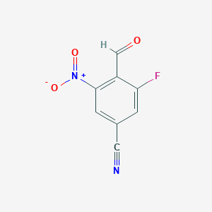 molecular formula C8H3FN2O3 B15264501 3-Fluoro-4-formyl-5-nitrobenzonitrile 
