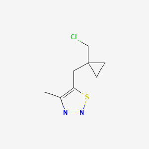 molecular formula C8H11ClN2S B15264520 5-{[1-(Chloromethyl)cyclopropyl]methyl}-4-methyl-1,2,3-thiadiazole 